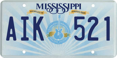 MS license plate AIK521