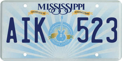 MS license plate AIK523