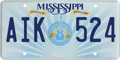 MS license plate AIK524