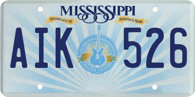 MS license plate AIK526