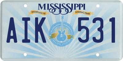 MS license plate AIK531