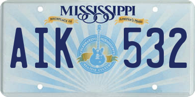 MS license plate AIK532