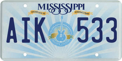 MS license plate AIK533