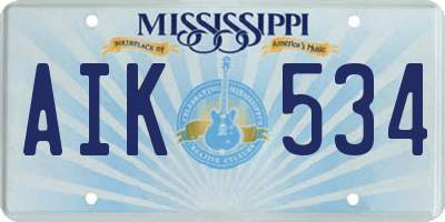 MS license plate AIK534