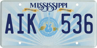 MS license plate AIK536