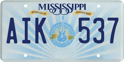 MS license plate AIK537