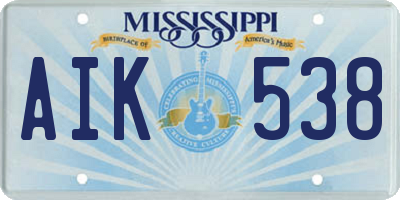 MS license plate AIK538