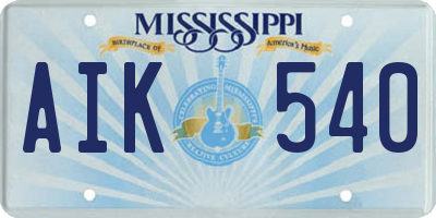 MS license plate AIK540