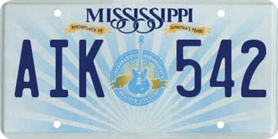 MS license plate AIK542