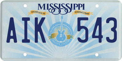MS license plate AIK543