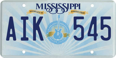 MS license plate AIK545