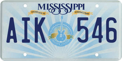 MS license plate AIK546