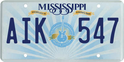 MS license plate AIK547