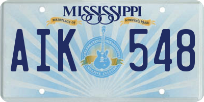 MS license plate AIK548