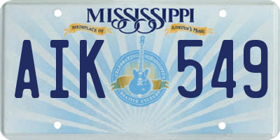 MS license plate AIK549