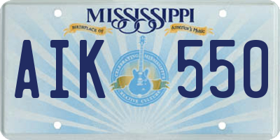 MS license plate AIK550