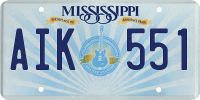 MS license plate AIK551