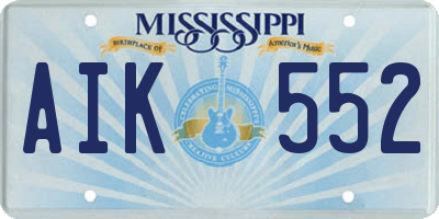 MS license plate AIK552