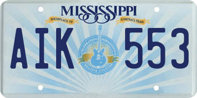 MS license plate AIK553