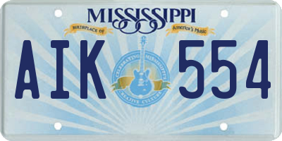 MS license plate AIK554
