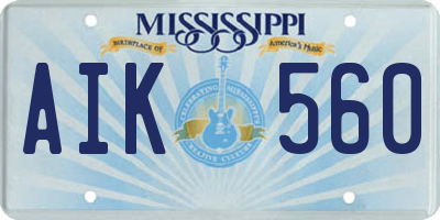 MS license plate AIK560
