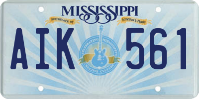 MS license plate AIK561