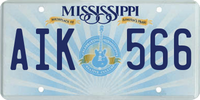 MS license plate AIK566