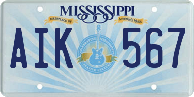 MS license plate AIK567