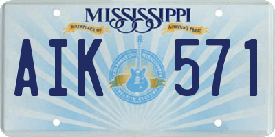 MS license plate AIK571