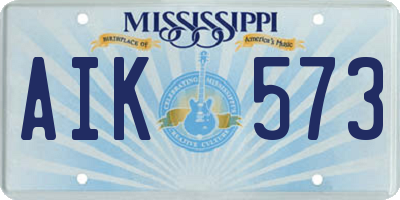 MS license plate AIK573