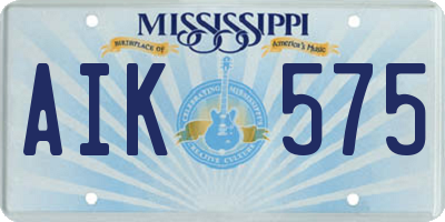 MS license plate AIK575