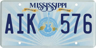 MS license plate AIK576