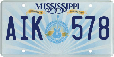 MS license plate AIK578
