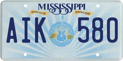 MS license plate AIK580