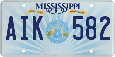 MS license plate AIK582
