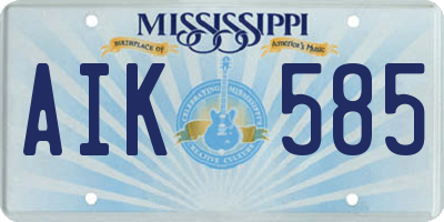 MS license plate AIK585
