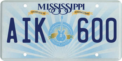 MS license plate AIK600