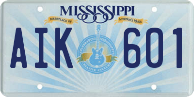 MS license plate AIK601