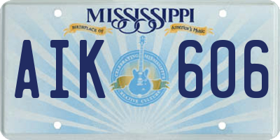 MS license plate AIK606