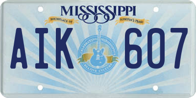 MS license plate AIK607