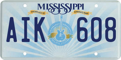 MS license plate AIK608