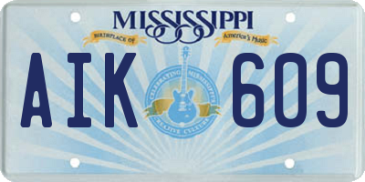 MS license plate AIK609