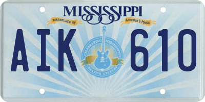 MS license plate AIK610