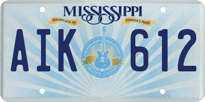MS license plate AIK612