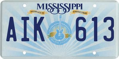 MS license plate AIK613