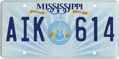 MS license plate AIK614