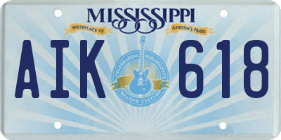 MS license plate AIK618