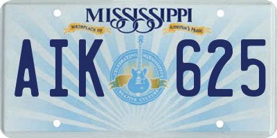 MS license plate AIK625