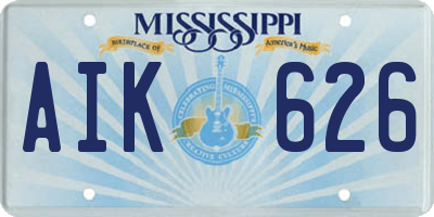 MS license plate AIK626