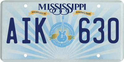 MS license plate AIK630